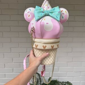 Stitch Shoppe Loungefly Minnie Mouse Soft Serve Ice Cream CrossBody Bag Disney